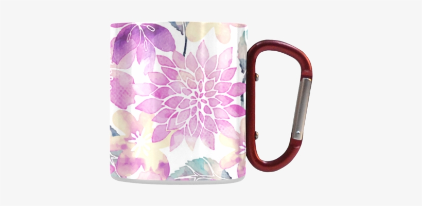 Pastel Watercolor Flower Pattern Classic Insulated - Mug, transparent png #63628