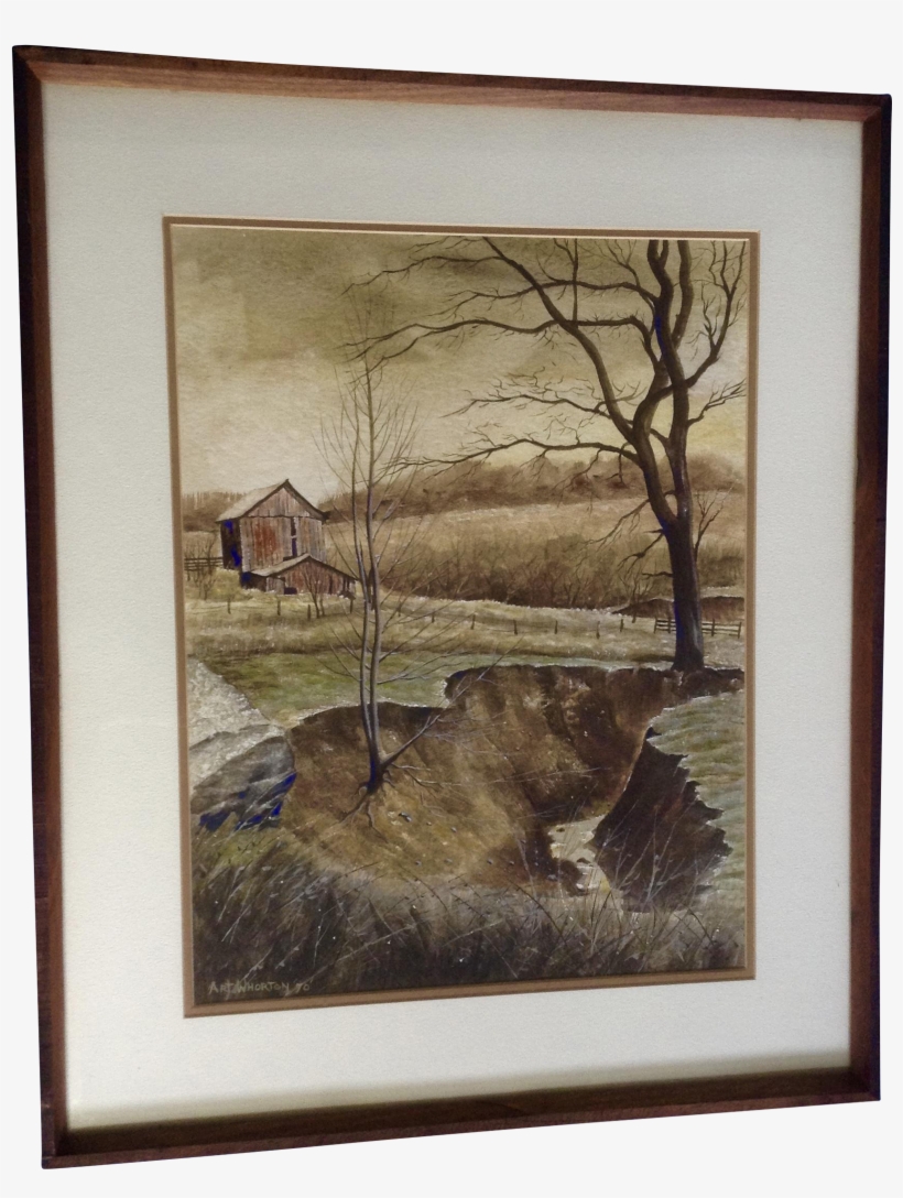 Art Whorton, Stream Near The Old Barn, Plein Air Landscape - Art, transparent png #63859