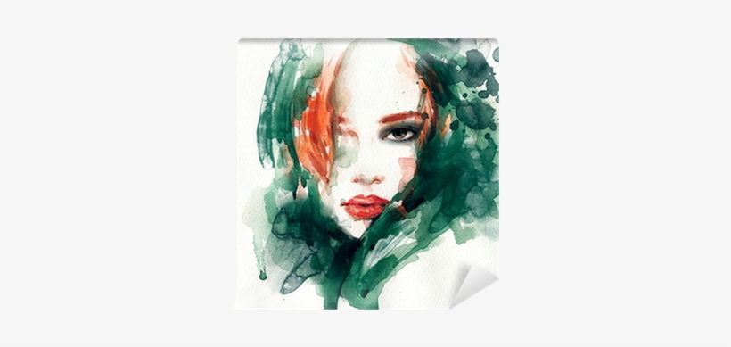 Watercolor Illustration Wall Mural • Pixers® • We Live - Art Print: Ismagilova's Woman Face. Hand Painted Fashion, transparent png #64274