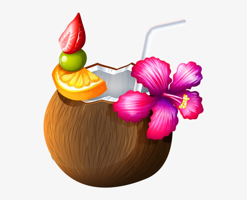 Exotic Coconut Cocktail Png Clipart - Coconut Drink Clip Art, transparent png #64651