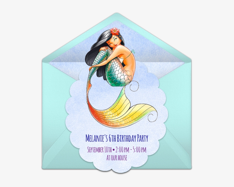 Watercolor Mermaid Online Invitation - Mermaid, transparent png #64798