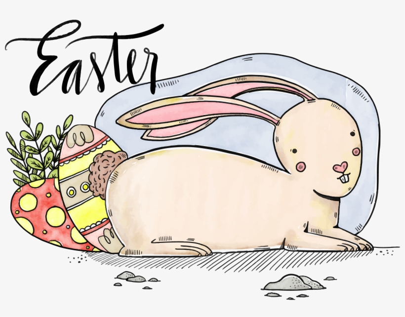 Domestic Rabbit Easter Bunny Watercolor Painting - Glückliche Osterhasen-illustrations-karte Grußkarte, transparent png #64879