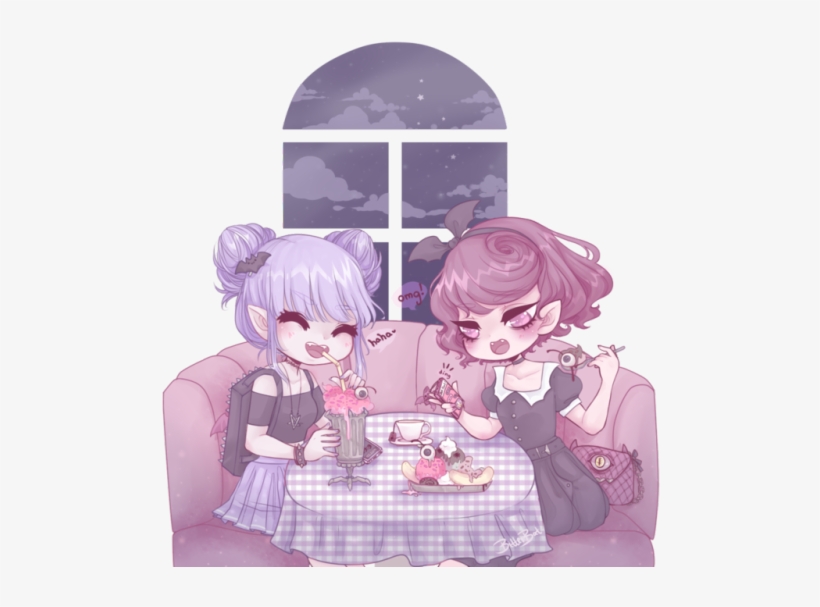 Best Friends ♥ - Anime Friends With Pink Hair And Black Hair, transparent png #64942
