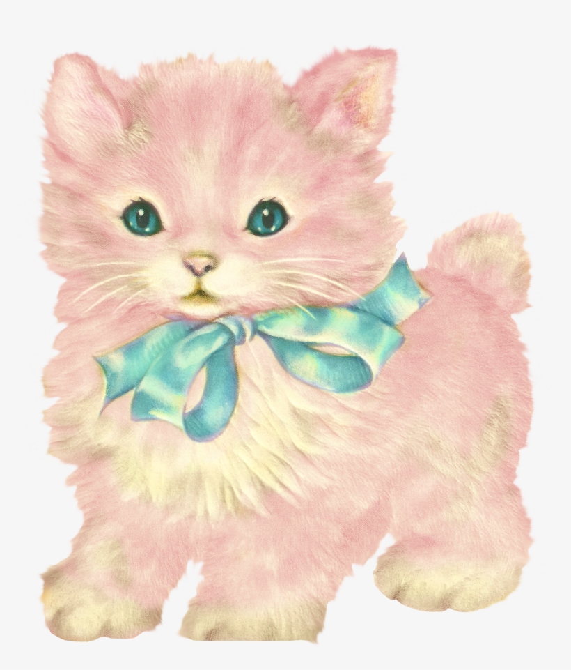 Kitschy Kitty Cat Clip Art With Little Dear Prints - Kitsch Kitten Clipart, transparent png #65268