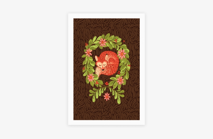 Sleeping Fox Wreath - Sleeping Fox Wreath Tote Bag: Funny Tote Bag From Lookhuman., transparent png #65447