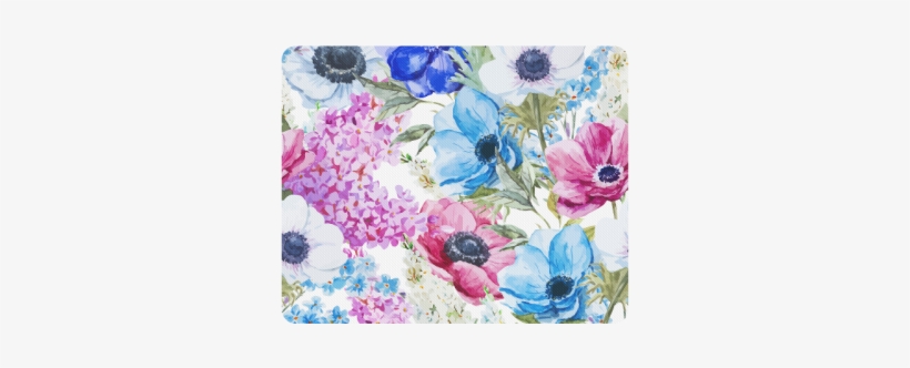 Watercolor Floral Pattern Rectangle Mousepad - Blaues Lila Watercolor-blumenmitternachtsmuster Mousepad, transparent png #66157