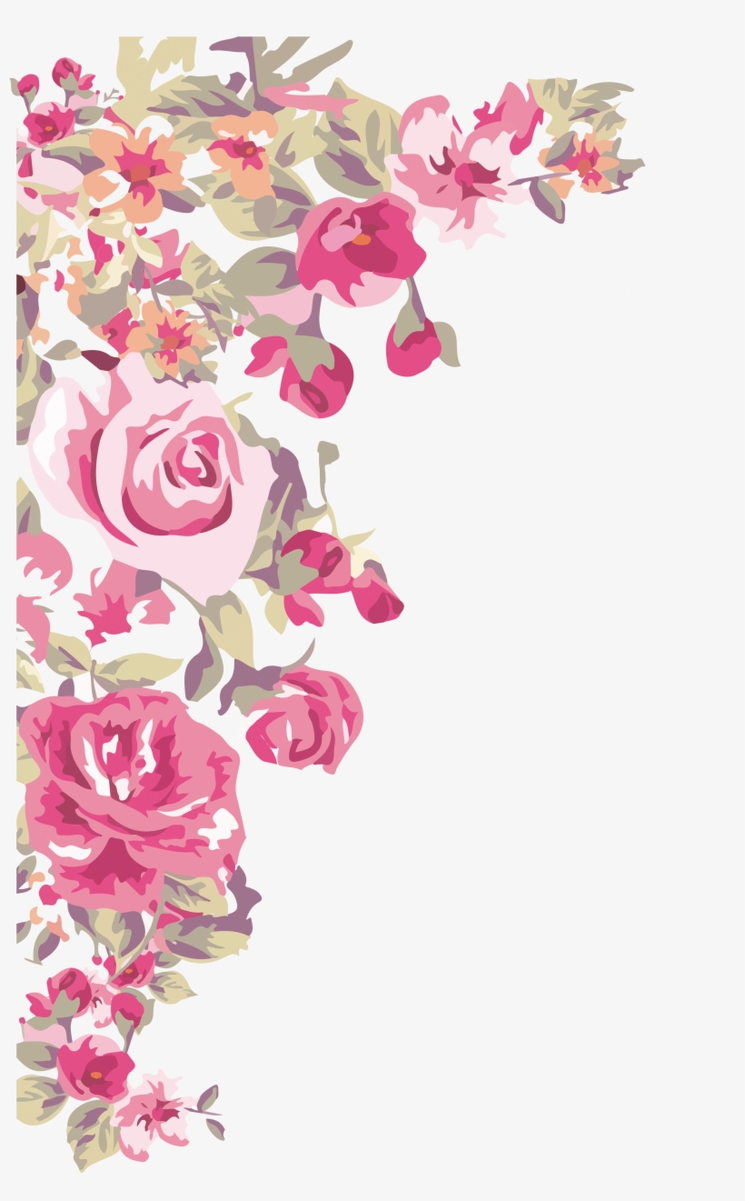 Flower Wallpaper Painted Transprent - Border Design Corner Flower, transparent png #66616