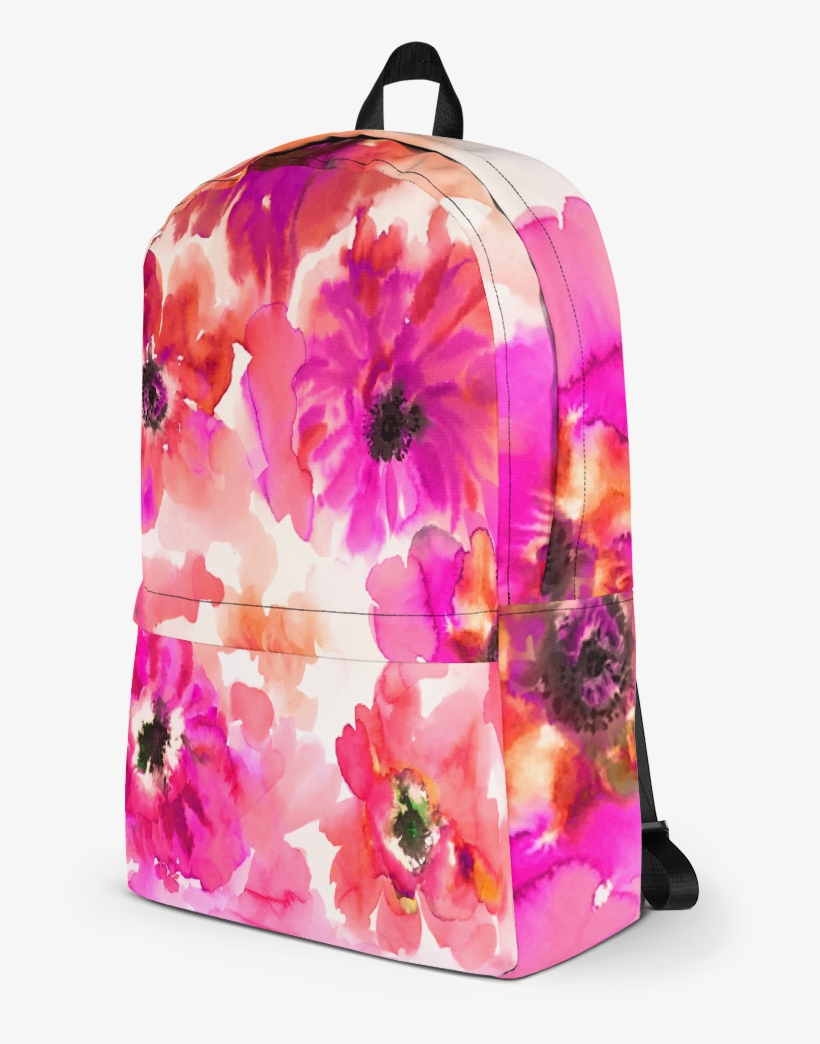 Watercolor Anemones Fuchsia Orange Backpack - Png Watercolor Anemones Orange & Yellow Backpack, transparent png #66982