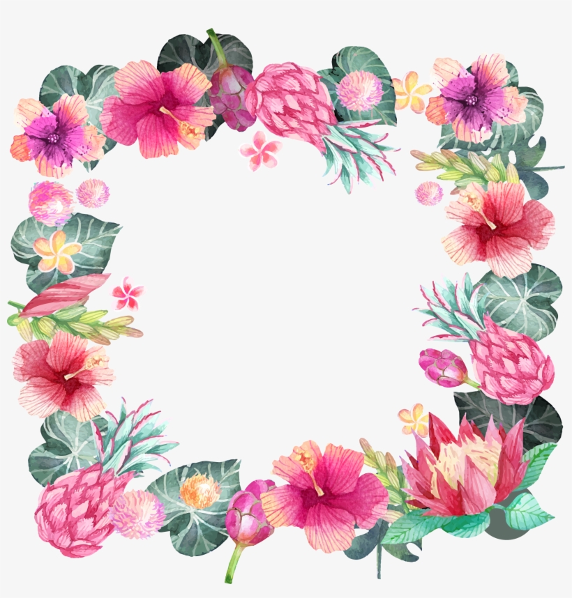 Romantic Watercolor Hand Painted - Hand Painted Flower Borders, transparent png #67476