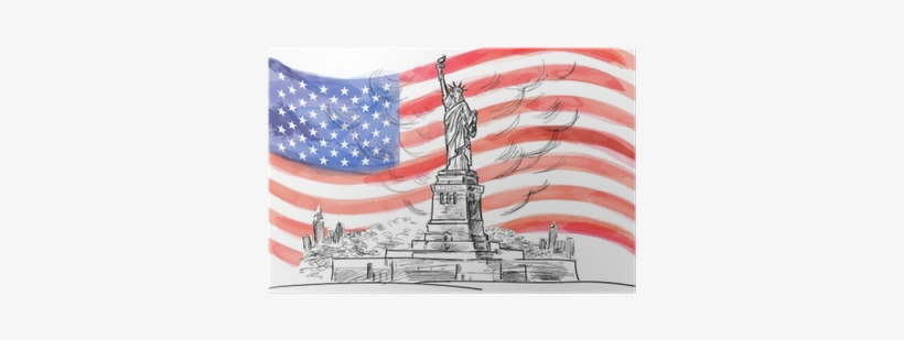 Watercolor Vector Flag Of Usa - Statue Of Liberty, transparent png #67571