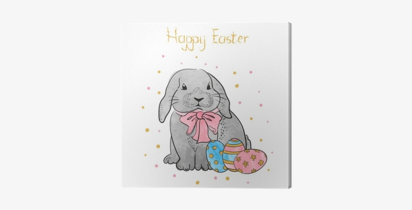 Cute Watercolor Easter Rabbit With Eggs - Conejo Princesa, transparent png #67591