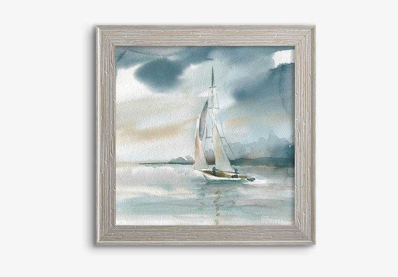Coastal Watercolor ~ Sailboat - Star Creations Subtle Mist I By Carol Robinson Painting, transparent png #67750