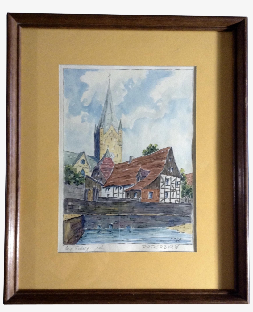 Sehr, Paderborn Cathedral In Germany Watercolor Painting - Picture Frame, transparent png #67770