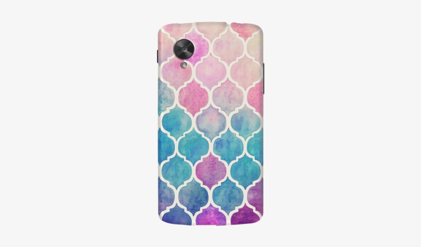Rainbow Pastel Watercolor Moroccan Case For Lg Google - Pink And Blue Moroccan Geometric Mosaic Tile Pattern, transparent png #67838