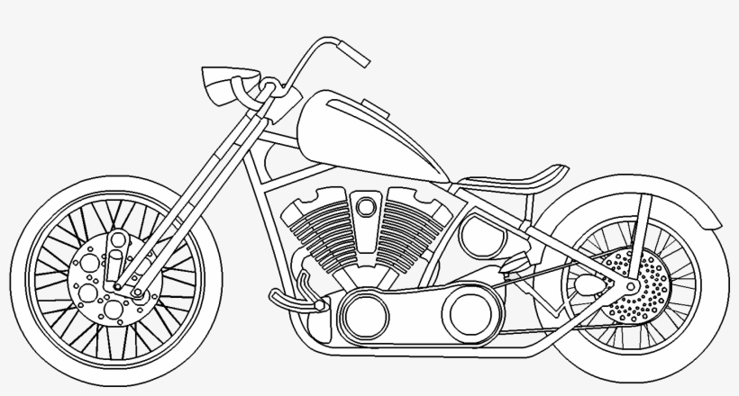 Motorcycle - Harley Davidson Motor Bike Drawings, transparent png #68268