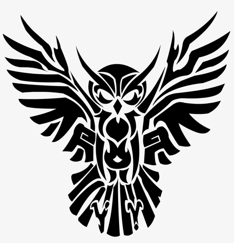 Vector Black And White Black Flying Owl Design Celtic - Owl Tribal Tattoo, transparent png #68418