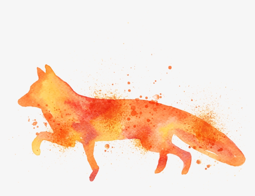 Fox Drawing Art Watercolor Painting Printmaking - Simple Water Color Fox, transparent png #68582