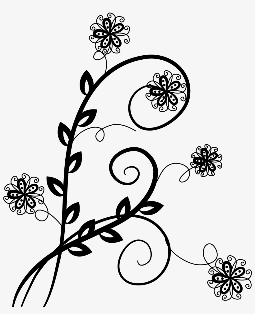 Flower Swirl Design Cute Designing Download - Black Flower Design Transparent, transparent png #68624