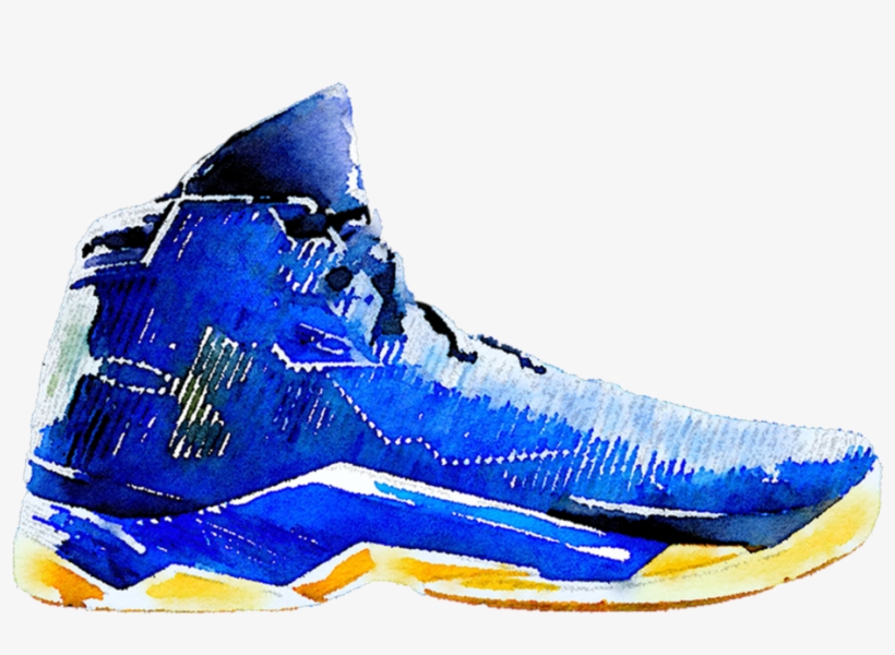 Watercolor Warriors Curry Shoe Canvas Tote, transparent png #68821
