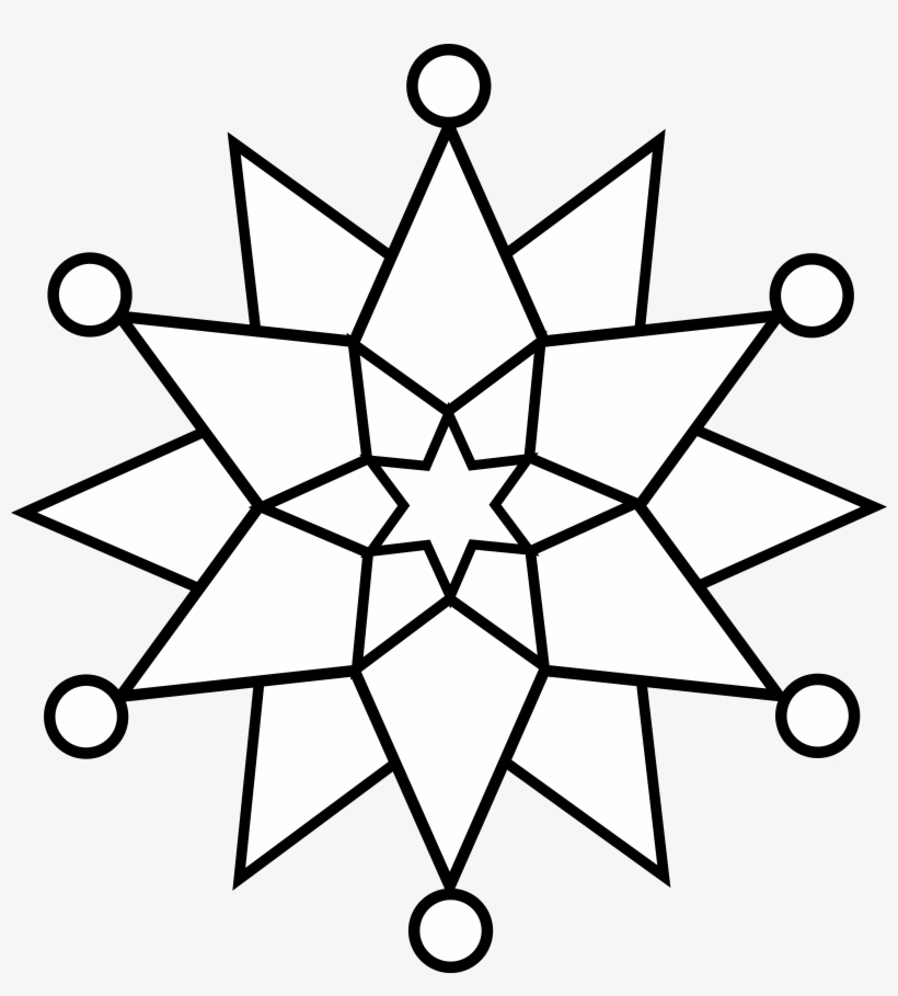 Snowman Black And White Black And White Snowflake Clip - Simple Snowflakes Colouring Pages, transparent png #68956