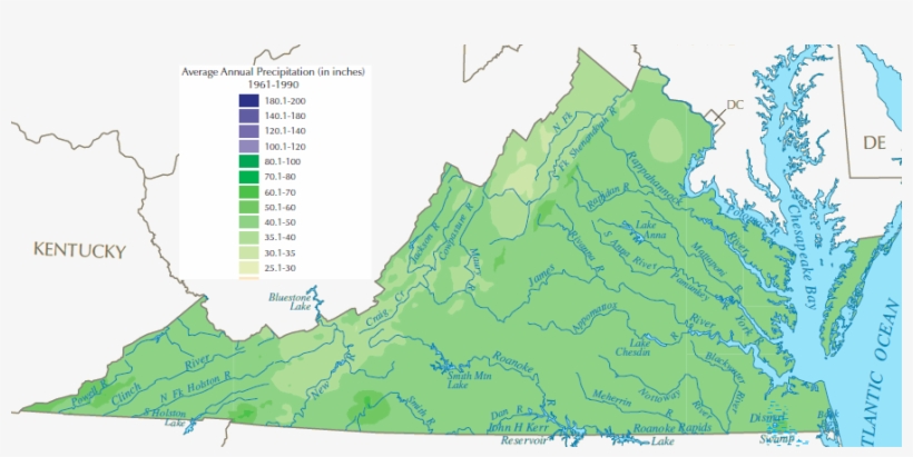 Average Annual Precipitation For Virginia Is 42-43 - Virginia, transparent png #600014