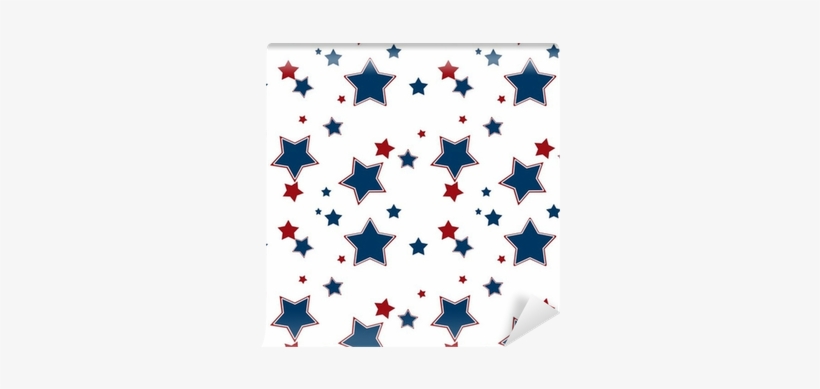 Seamless White Pattern With Red Blue Stars Background Papel De