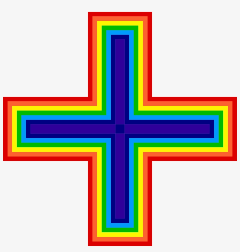 Rainbow Cross Picture Black And White - Rainbow Cross Clipart, transparent png #600740
