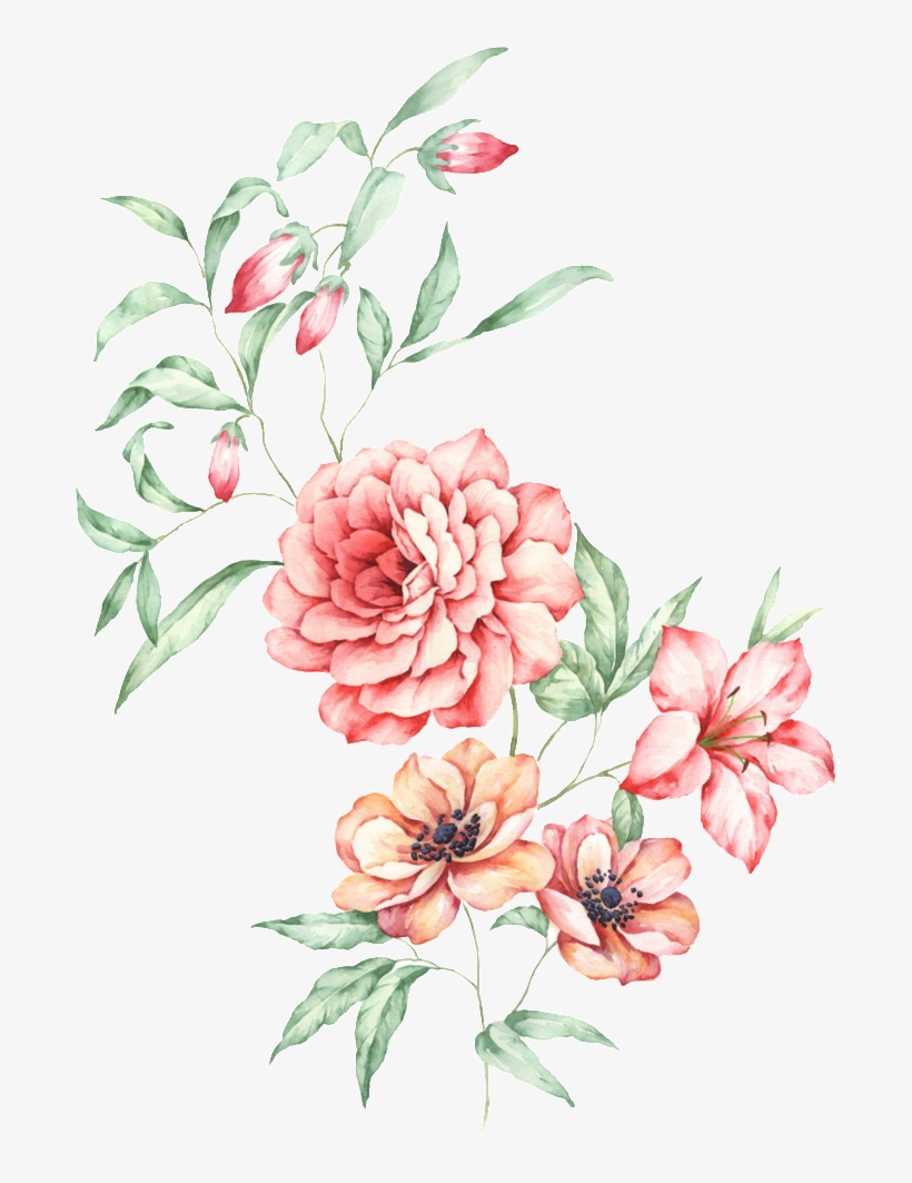 This Graphics Is Watercolor Floral Transparent Decorative - Bouquet, transparent png #600771