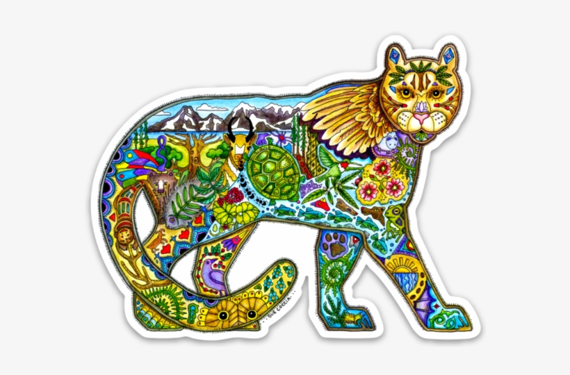 Mountain Lion Vinyl Sticker - Cougar, transparent png #601962