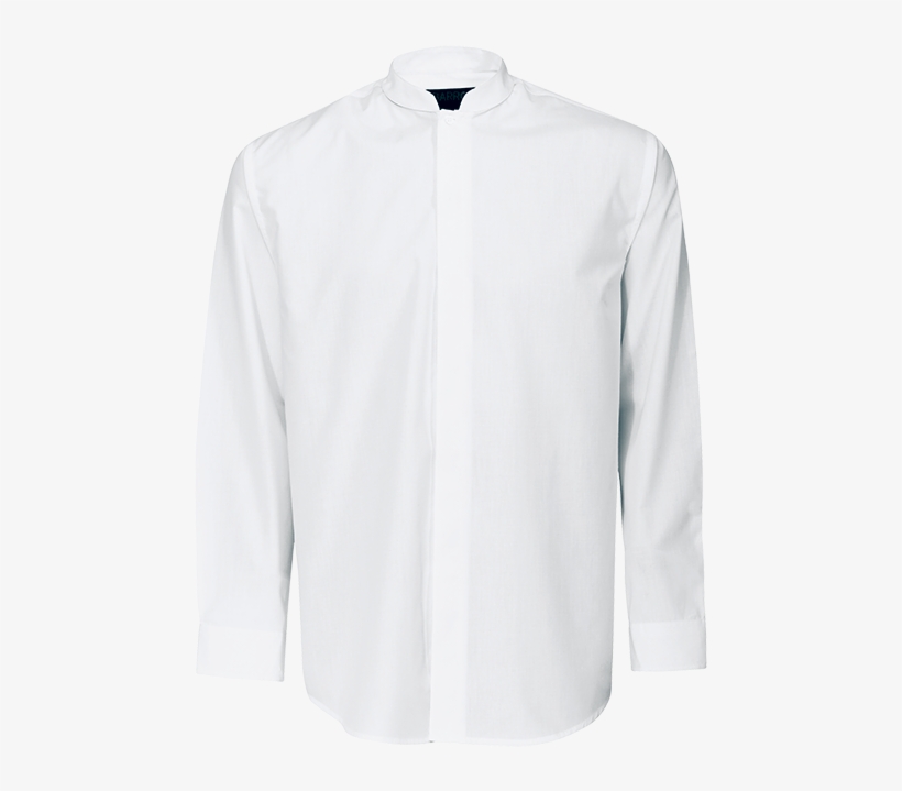 Men's White Barista Shirt With Mandarin Collar - Sleeve, transparent png #601966