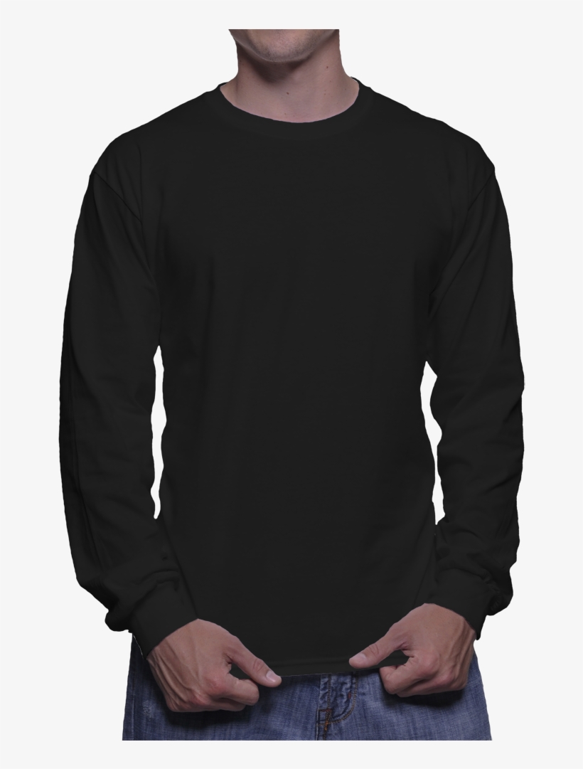 Lightbox - Black Long Sleeve Shirt Model, transparent png #601989