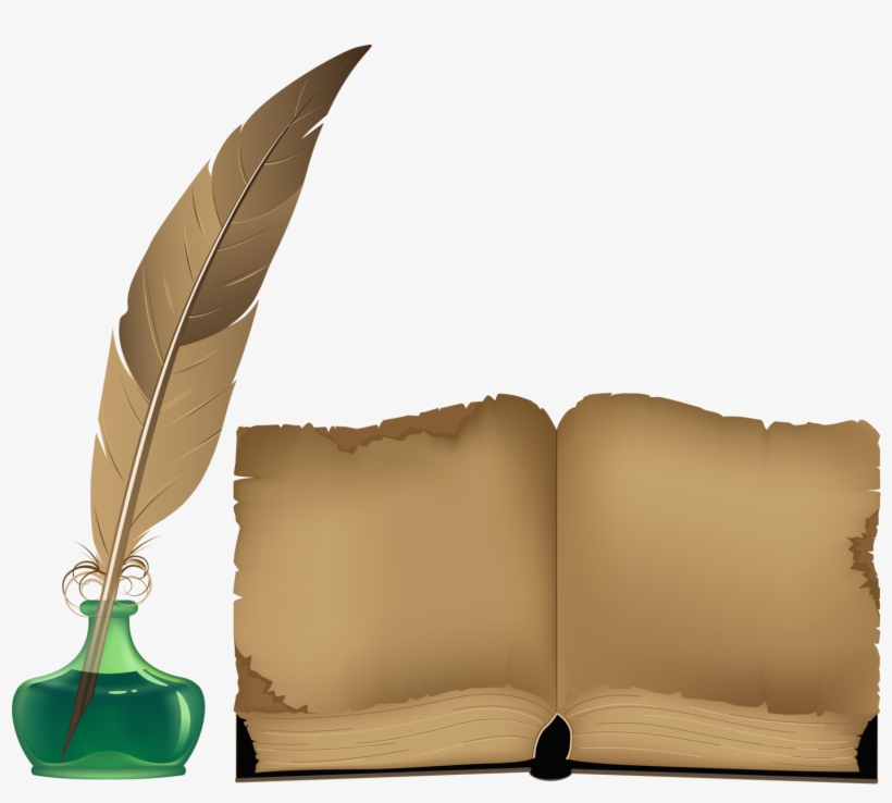 Ancient Book And Inkwell Png Clipart Svg Royalty Free - Old Open Book Png, transparent png #601990