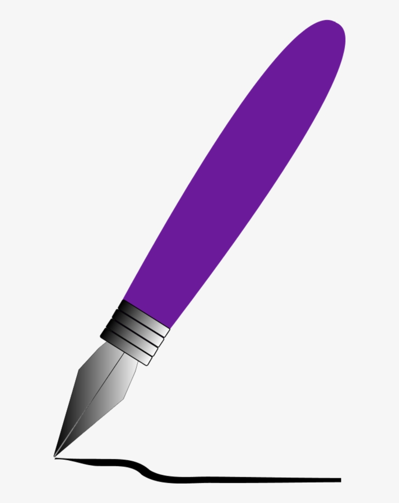 Feather Pen Clip Art - Purple Pen Clipart Transparent, transparent png #602101