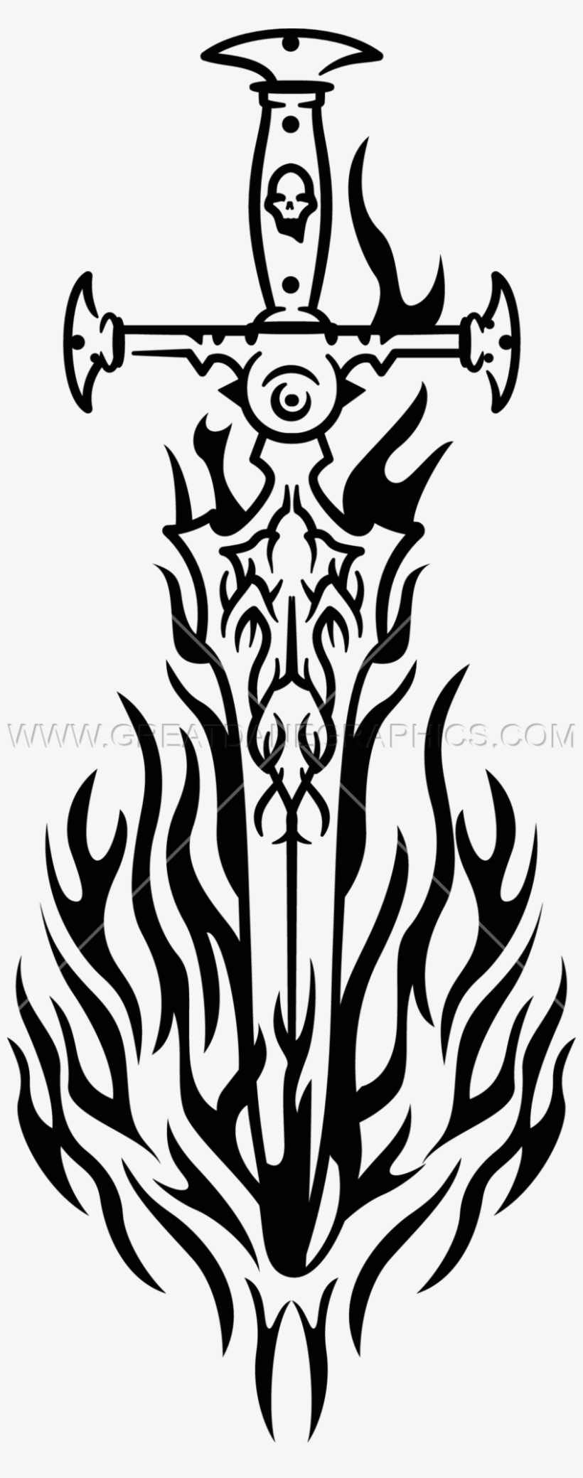 Fire Sword - Fire Sword Black And White, transparent png #602149