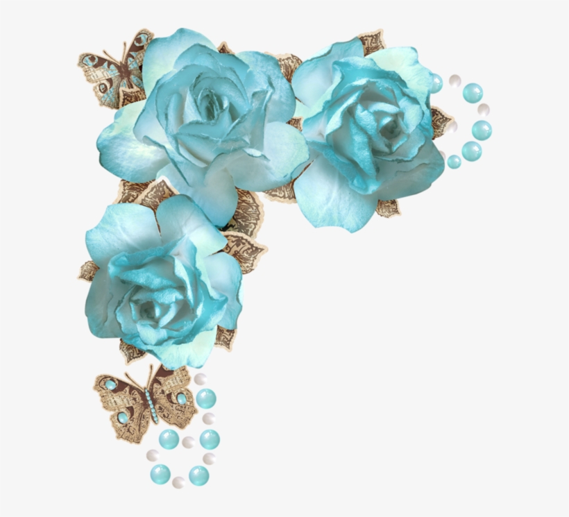 Forgetmenot Scrap Corners Todo Vintage Pinterest Corner - Blue Rose Corner Png, transparent png #603136