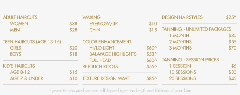 Haircut And Color Prices - Elegance And Design Studio, transparent png #603849