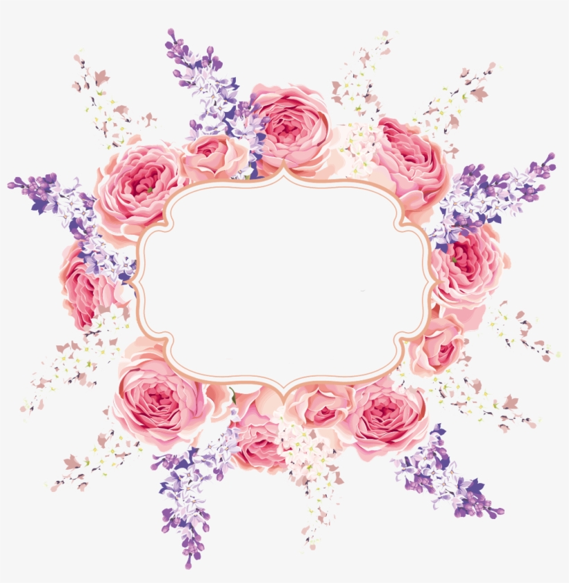 Floral Flowers Frame Flower Wreath Arrangement Pink - Watercolor Wedding Background, transparent png #604587