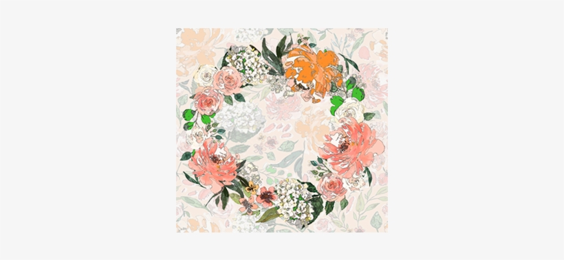 Flower Wreath And Obaqued Flowered Background With - Postcard, transparent png #604684