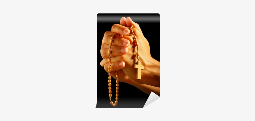 Christian Human Praying With Rosary In Hands Wall Mural - Das Rosenkranz-gebet, transparent png #604895
