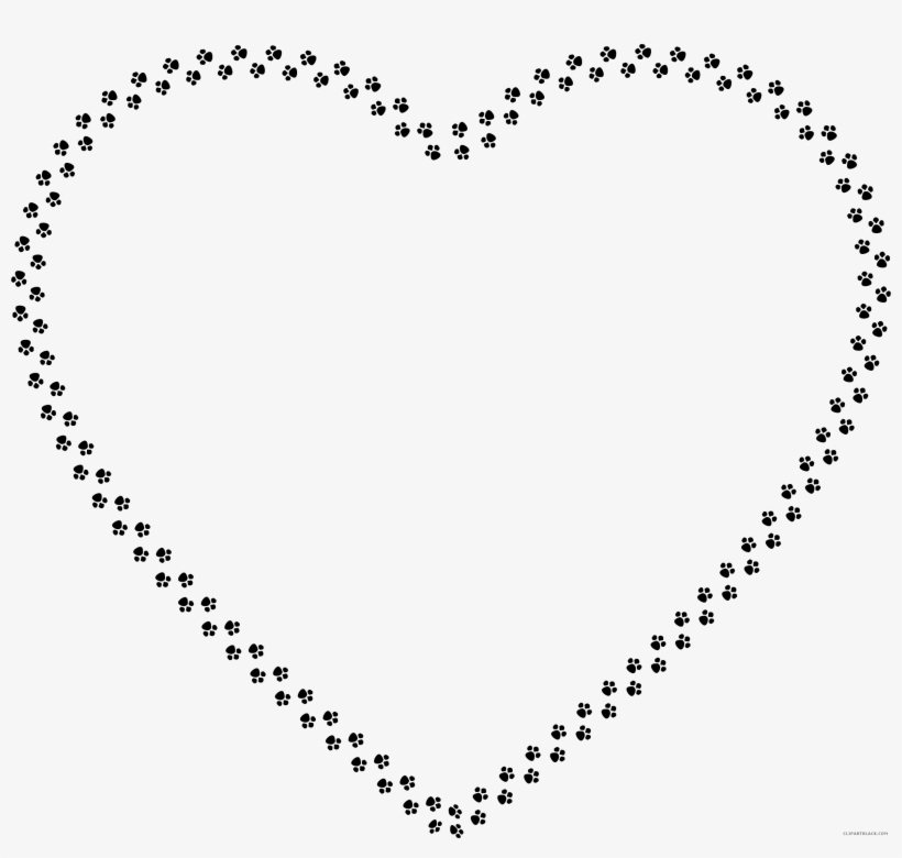 Paw Print With Heart Jpg Black And White - Elegant Heart, transparent png #605209