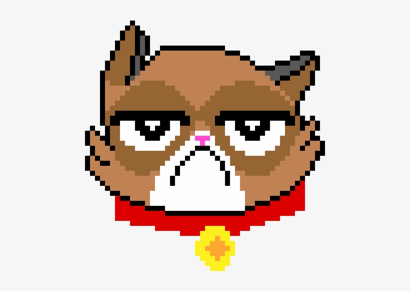 Grumpy Cat - Grumpy Cat Pixel Art, transparent png #605531