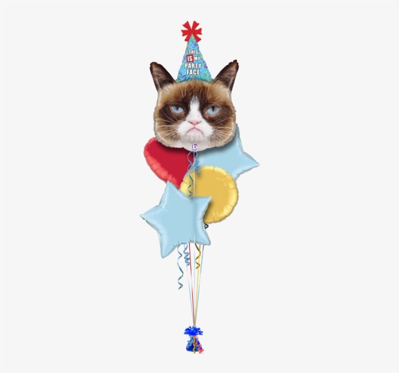 Grumpy Cat Party Face Birthday Balloon - Grumpy Cat Party Face, transparent png #605566