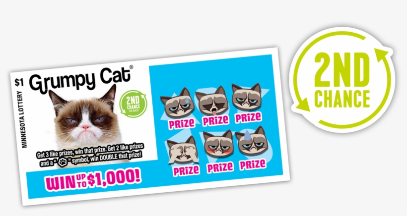729 Grumpy Cat 2ndchance - Minnesota State Lottery, transparent png #605653