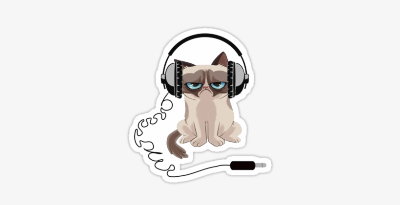 Grumpy Cat Headphones Tank Women - Cat Rug I Have An Idea Bath Mats Black Cartoon Go Away, transparent png #605797