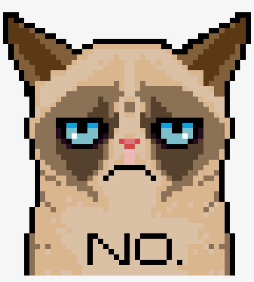 Grumpy Cat Pixel - Minecraft Pixel Art Grumpy Cat, transparent png #606371