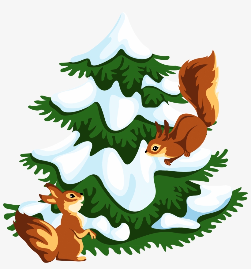Transparent Snowy Tree With Squirrels Png Clipart - Схема Вышивки Крестом Кошелек, transparent png #606372