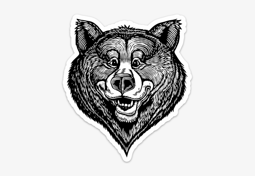 Image Of Happy Bear Face Vinyl Sticker - Sketch, transparent png #606661