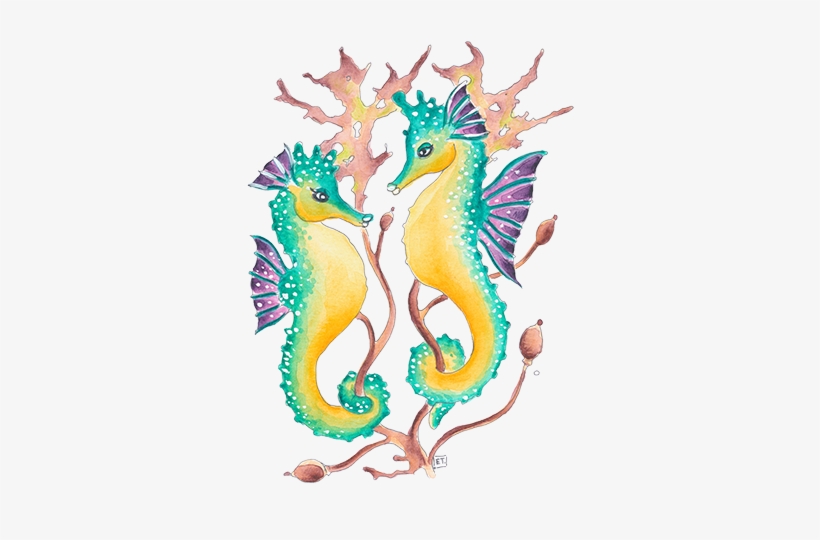 Seahorses Shabby Shower Curtain, transparent png #609235
