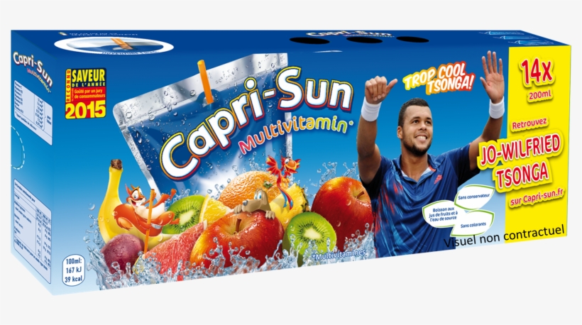 Jo Wilfried Tsonga Capri Sun Jus D'orange Sponsoring - Capri-sun Multivitamin 10 X 200ml, transparent png #609887