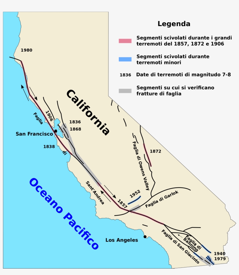 Open - San Andreas Fault On California Map, transparent png #6002676